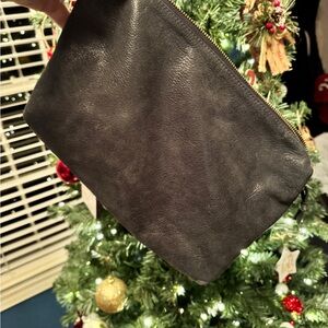 Satchel Large Carrie Glazed Black Leather Cosmetic Bag